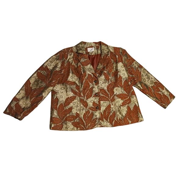 Women's 1x Erin London Art To Wear Brocade Tapestry Jacket Gold & Burnt Orange - Picture 1 of 10